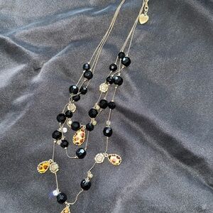 Betsey Johnson leopard print  necklace and ring set